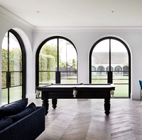 Porte en acier cintrée à profil mince avec panneaux de verre, système de porte architecturale moderne, porte en acier cintrée sur mesure avec panneaux de verre