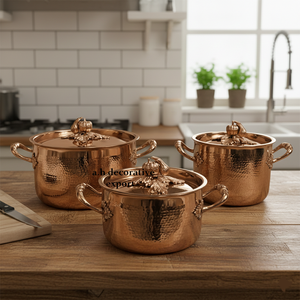 Elegant Hand-Hammered <b>Cooking</b> <b>Pots</b> Set Europe Eco-Friendly Stainless Steel Finish Casserole Stainless Steel Covers Wedding - Product Image 2