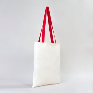 Natural Cotton Tote <b>Bag</b> Red Handles 14x16 <b>Medium</b> Size 12oz Eco-Friendly Reusable Blank <b>Bag</b> for Advertising Heat Transfer - Product Image 3