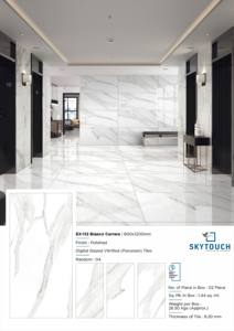 Carreaux de sol muraux en porcelaine polie émaillée blanche carrara de luxe Skytouch 600x1200mm fabriqués et exportés Application intérieure - Product Image 4