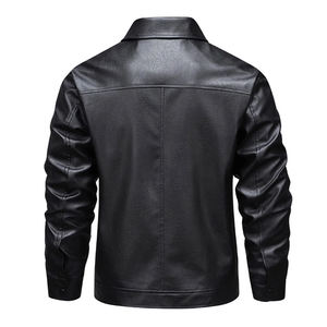 Veste en cuir pour homme, coupe moderne, haute qualité, vêtement d'extérieur tendance, adapté au streetwear, aux voyages et à la saison hivernale - Product Image 3