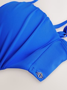 Bikini de cuello Halter para mujer, conjunto de 2 piezas, Top corto de moda, estampado de colores personalizable - Product Image 5