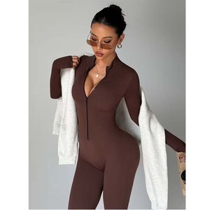 Nuevo Mono Deportivo Casual Elástico para Mujer, Ropa Deportiva de Color Sólido, Mono Sexy Ajustado de Manga Larga - Product Image 4