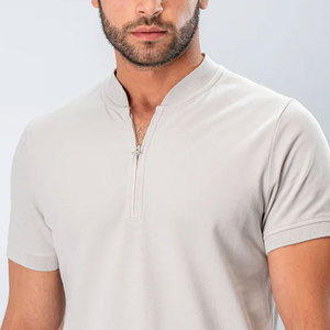 Custom Made Men's Trendy Quarter <b>Zip</b> for <b>Polo</b> T-Shirt Solid Pattern Knitted Fabric Oversized Easily Available in Market - Product Image 3
