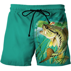 Traje de Baño para Hombre con Estampado de Peces Verdes, Secado Rápido, con Cordón Ajustable, Shorts Casuales para Playa - Product Image 1