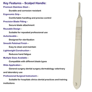 DDP High Quality Reusable Medical Grade Thickened Stainless Steel Surgical Blade Scalpel No.<b>3</b> Handle ISO CE - Product Image 5