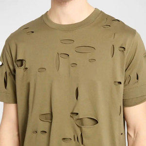 Camiseta con Logotipo Personalizado para Hombre, con Dobladillo Deshilachado, Corte Holgado, Algodón Premium, Proveedor Mayorista OEM ODM - Product Image 5