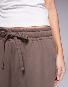 2025 nouveauté Polyester/coton femmes pantalons de survêtement taille élastique personnalisé sérigraphie Logo lourd polaire couleur unie - Product Image 2