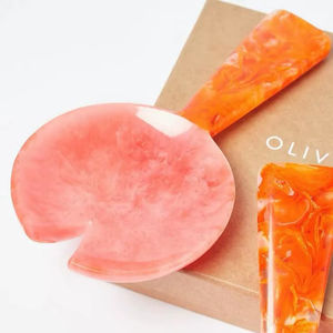 Ensemble de serveurs à salade en résine rose orange de haute qualité, cuillère en époxy, vaisselle de cuisine, buffet, mélange d'aliments, outil de traiteur, articles de couverts - Product Image 1