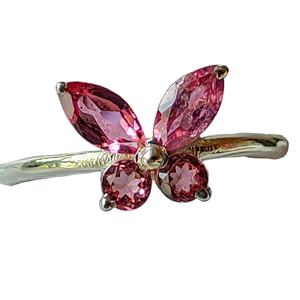 แหวนพลอยทัวร์มาลีนสีชมพูดีไซน์แบบ925แหวนหินธรรมชาติเงินสเตอร์ลิงเครื่องประดับเงิน925ทรงผีเสื้อเครื่องประดับแบบกำหนดเอง - Product Image 1