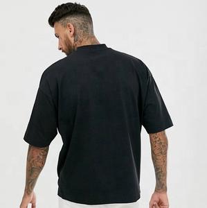 T-shirts lourds à épaules tombantes T-shirts à col rond en coton surdimensionné teint de couleur unie - Product Image 6