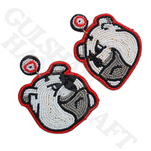 Boucles d'oreilles brodées à la main en or et noir de forme unique-Bijoux sur le thème nautique Tissu de haute qualité avec couleur or et noir - Product Image 3