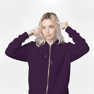 Sudadera con capucha casual de invierno para mujer, con etiqueta tejida personalizada, cremallera completa, 100% algodón, tejido de punto, ecológica, de secado rápido, manga murciélago - Product Image 6