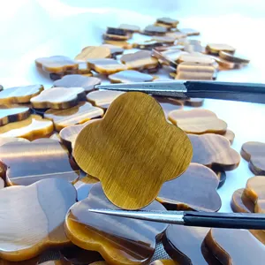 Wholesale Tiger-Eye 4-Leaf Shape Loose Gemstones Stone For Jewellery Making 6x6 To 20x20