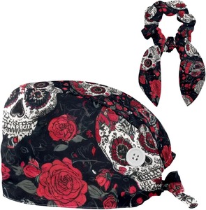 Casquette d'hygiène OEM Scrunchy Back Elastication Hem Conception personnalisée Imprimé Lavable Séchage rapide Uniformes médicaux professionnels Scrub Caps - Product Image 3