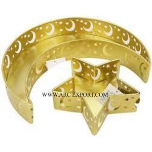 Juego de 2 Bandejas y platos decorativos de lujo de material de metal y vidrio Diseñador de tendencias Bandejas de metal de color dorado de diferentes tamaños - Product Image 2