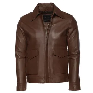Customized Men's Slim Fit Sheep Skin Leather Jacket Formal <b>Stand</b> Collar Waterproof Hooded Winter Regular Coat - Product Image 1
