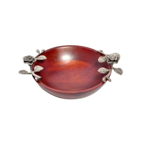 Maravilloso cuenco para servir frutas de madera natural hecho a mano con diseño moderno de hoja de plata para uso doméstico u ocasiones especiales - Product Image 5