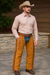 Chaparreras Vaqueras de Cuero Genuino con Flecos para Hombre, para Motociclismo - Product Image 3