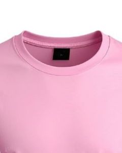 Camiseta lisa de algodón rosa para hombre, con cuello redondo de manga corta Camiseta clásica, camiseta informal transpirable suave a la moda, logotipo personalizado OEM - Product Image 4