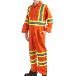 Overol de Seguridad Naranja de Sarga 100% Algodón, Fabricación Personalizada, Suministro de Fábrica, OEM, con Cinta Reflectante para Ropa de Trabajo - Product Image 3