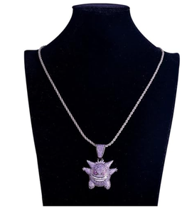 Elegant Diamond Rapper Gemstone Custom Pendant Necklace Full Iced Bling Chain Fashion Hip Hop Style Wholesale Zinc Alloy Silver - Product Image 3