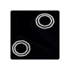 Pendientes de Doble Círculo para Mujer en Oro Blanco de 14 Quilates con Diamantes Naturales de 2.25 Ct, Joyería Fina de Lujo - Product Image 5