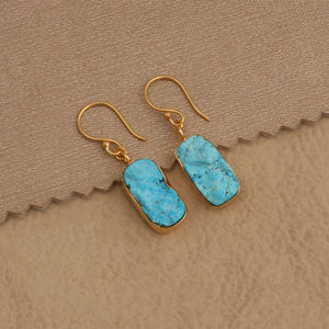 Décembre Pierre de naissance Turquoise Dangle Plaqué or Collet ensemble Boucles d'oreilles faites à la main Boho Bijoux pour les femmes Fournisseur de bijoux en gros - Product Image 3