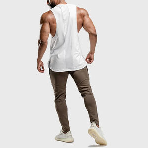 Débardeur de sport sans manches en coton/fibre de bambou pour homme, tendance, avec logo personnalisé, séchage rapide, respirant, design stringer - Product Image 3