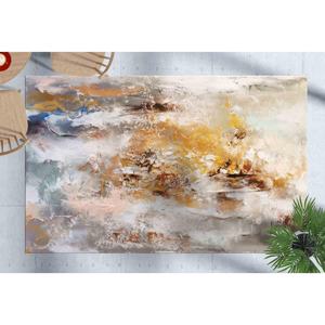 Alfombra con Diseño de Pintura Abstracta: Diseño en Tonos Marrón y Gris, Alfombra Antideslizante, Alfombra Delgada No Tejida - Product Image 1