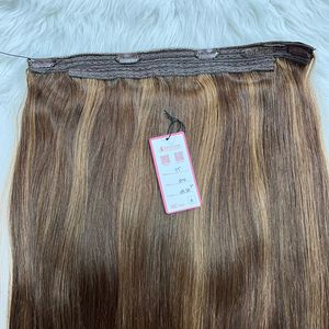 <span class=keywords><strong>Halo</strong></span> Clip-in phần mở rộng tóc mượt thẳng <span class=keywords><strong>Ombre</strong></span> Dark Brown ánh sáng màu nâu Đàn Piano Màu sắc Yaki phong cách tóc sợi ngang làm bằng tóc con người - Product Image 4