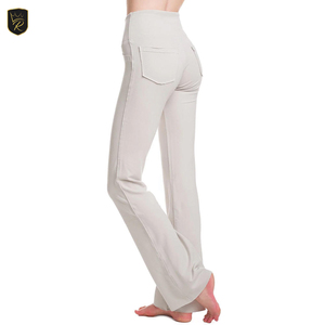 Pantalones de Yoga Acampanados para Mujer, Cintura Media, Color Sólido, Ecológicos, Elásticos, Transpirables, para Gimnasio, Correr y Entrenamiento - Product Image 2