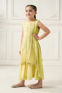Robe de fête de luxe pour enfants fille de style pakistanais avec perles et nœud arrière élégant pour Eid et anniversaire - Product Image 3