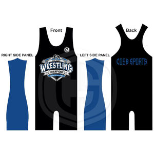 Maillots de lutte de couleur unie de conception personnalisée OEM avec fermeture à tirer de la sangle de réservoir d'impression de logo personnalisé pour les athlètes - Product Image 6