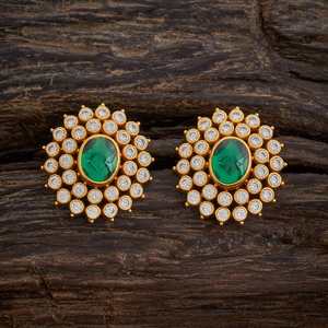 Pendientes de aro vintage de plata con circonitas engastadas, estilo religioso, de acero inoxidable, con patrón floral, para boda - Product Image 1