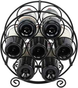7 Bottles Countertop <b>Wine</b> Organizer Stand Double Tiers Metal <b>Free</b> <b>Standing</b> <b>Wine</b> Storage Holder Water Bottle Holder Stand-Black - Product Image 3