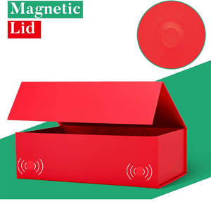 Grands coffrets cadeaux de Noël Coffrets cadeaux de stockage de boîte-cadeau rouge de luxe avec couvercle magnétique fort pour les cadeaux contient une carte, un ruban - Product Image 4