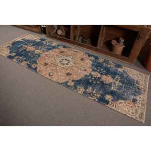 Antiguo azul Beige 3x8ft alfombra turca de lana Vintage Patchwork tejido plano para sala de estar o decoración de coche respaldo de látex - Product Image 3