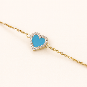 14k Gold Rhodium Plated <b>Pearl</b> Charm <b>Bracelet</b> with Zircon Heart - Product Image 5