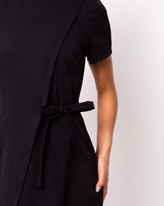 Allure Two Pocket Beauty Tunic for Adults White Women Spa <b>Uniform</b> High Quality Cotton Linen Printed Fashion Design for <b>Hotel</b> Use - Product Image 4