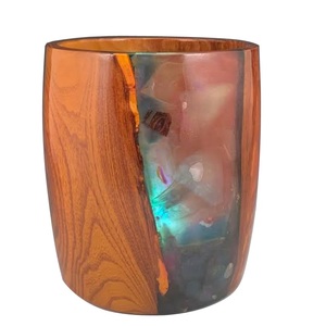 Vase à fleurs en bois finition noyer, écologique, luxe, décoration pour la maison, l'hôtel, le restaurant, vases artisanaux - Product Image 6