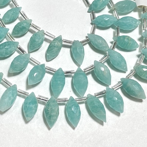 พลอยอเมซอนธรรมชาติขนาด10-13มม. ยาวสีเขียวสำหรับเจาะด้านข้าง - Product Image 5