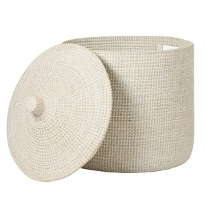 HNH Craft's Eco-Friendly Best Choice Customizable OEM Rectangle Seagrass Bohemian Handwoven Multifunction 0-1L Capacity <b>Storage</b> - Product Image 4