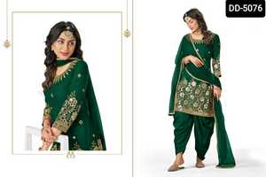 Vêtement ethnique tendance, Fox Georgette avec broderie et travail de miroir véritable, costume Punjabi Patiyala Salwar Kameez pour femmes - Product Image 2