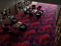 Moquette de luxe moderne à motif de récif corallien rouge et bleu foncé, moquette modulaire en nylon de qualité commerciale très résistante pour hall d'hôtel