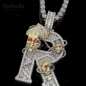 Colgantes y dijes de moissanita de plata 925, diseño de letra envuelto en esqueleto helado personalizado, joyería ostentosa de Hip Hop para hombres - Product Image 2