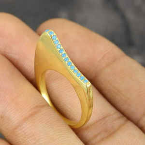 Sólido 925 plata esterlina diseñador turquesa piedra preciosa oro Vermeil anillo joyería - Product Image 6