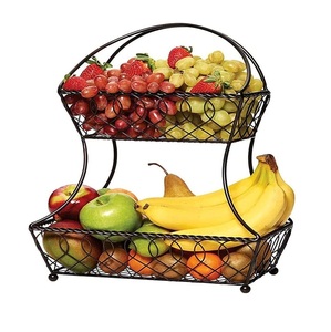 Two Tier Fruit Vegetable Kitchen Organizer Basket Trolley Metal Wire Fruit Vegetable Storage Basket Organizer for Kitchen - Product Image 5