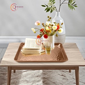 Bandeja rectangular de lujo moderna para servir, cobre puro con patrón de plantas para el hogar, Hotel, restaurante, plato de comida, suministro de Hotel - Product Image 5