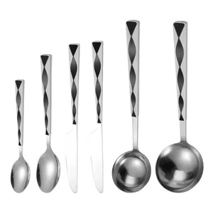 Couverts élégants à manche gris pour les repas familiaux contemporains Vaisselle moderne et style de cuisine chic - Product Image 1